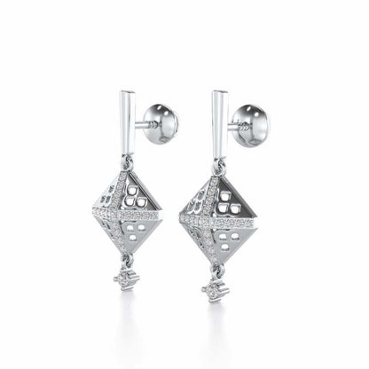 Pyramid Conclave Silver Earring - White Gold - Image 3