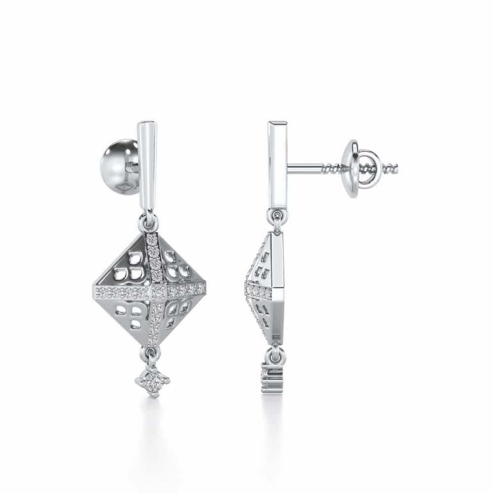 Pyramid Conclave Silver Earring - White Gold - Image 4