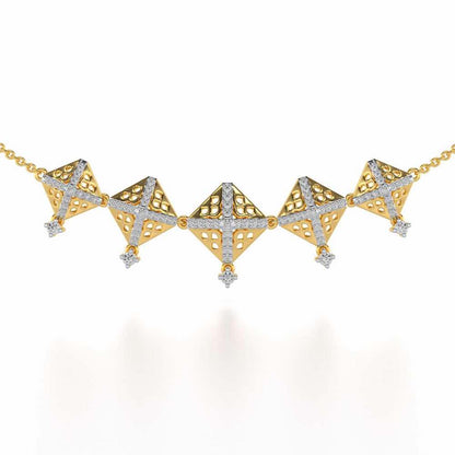 Pyramid Conclave Silver Necklace - Yellow Gold - Image 1