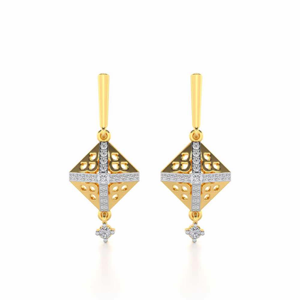 Pyramid Conclave Silver Earring - Yellow Gold - Image 1