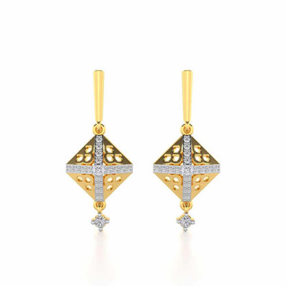 Pyramid Conclave Silver Earring - Yellow Gold - Image 1