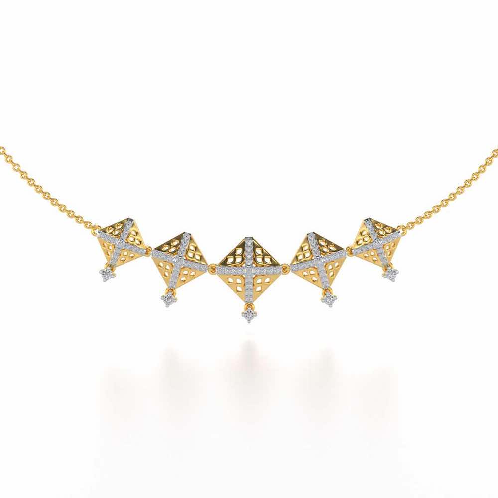 Pyramid Conclave Silver Necklace - Yellow Gold - Image 2
