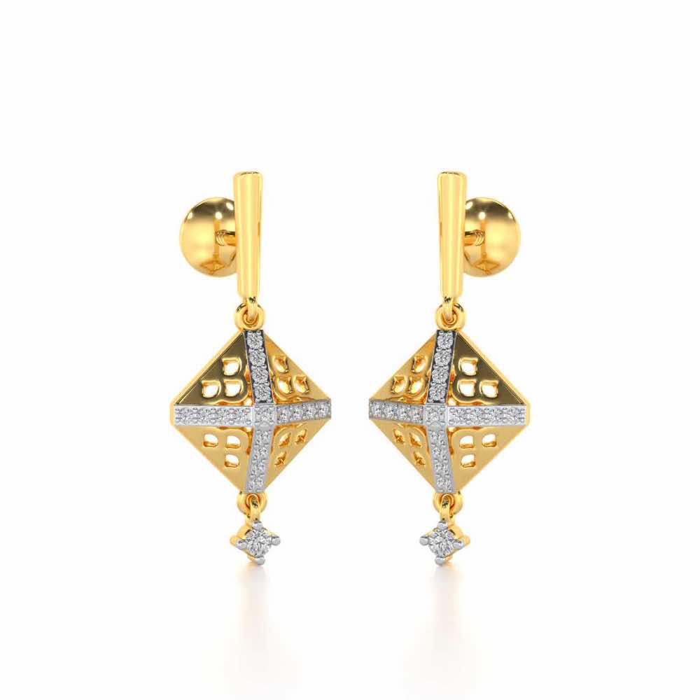 Pyramid Conclave Silver Earring - Yellow Gold - Image 2