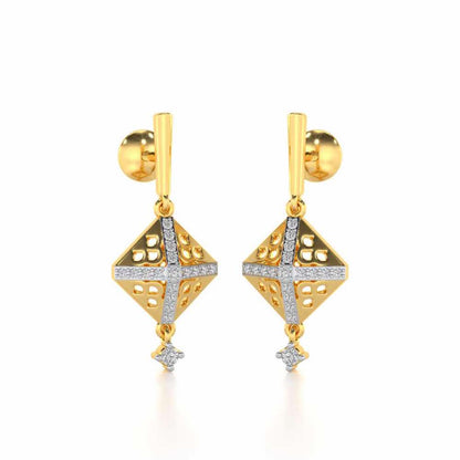 Pyramid Conclave Silver Earring - Yellow Gold - Image 2