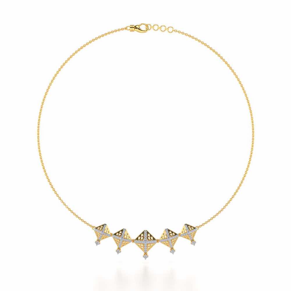 Pyramid Conclave Silver Necklace - Yellow Gold - Image 3