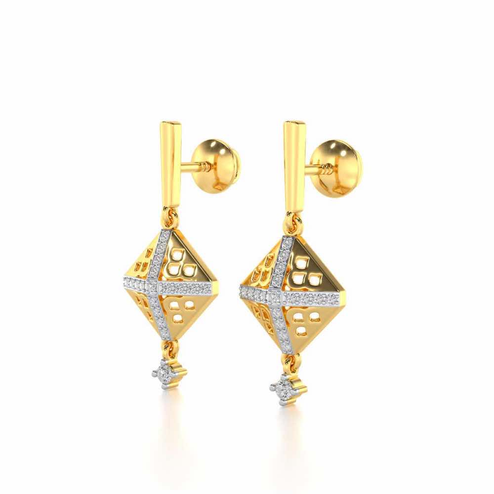 Pyramid Conclave Silver Earring - Yellow Gold - Image 3