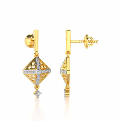 Pyramid Conclave Silver Earring - Yellow Gold - Image 4