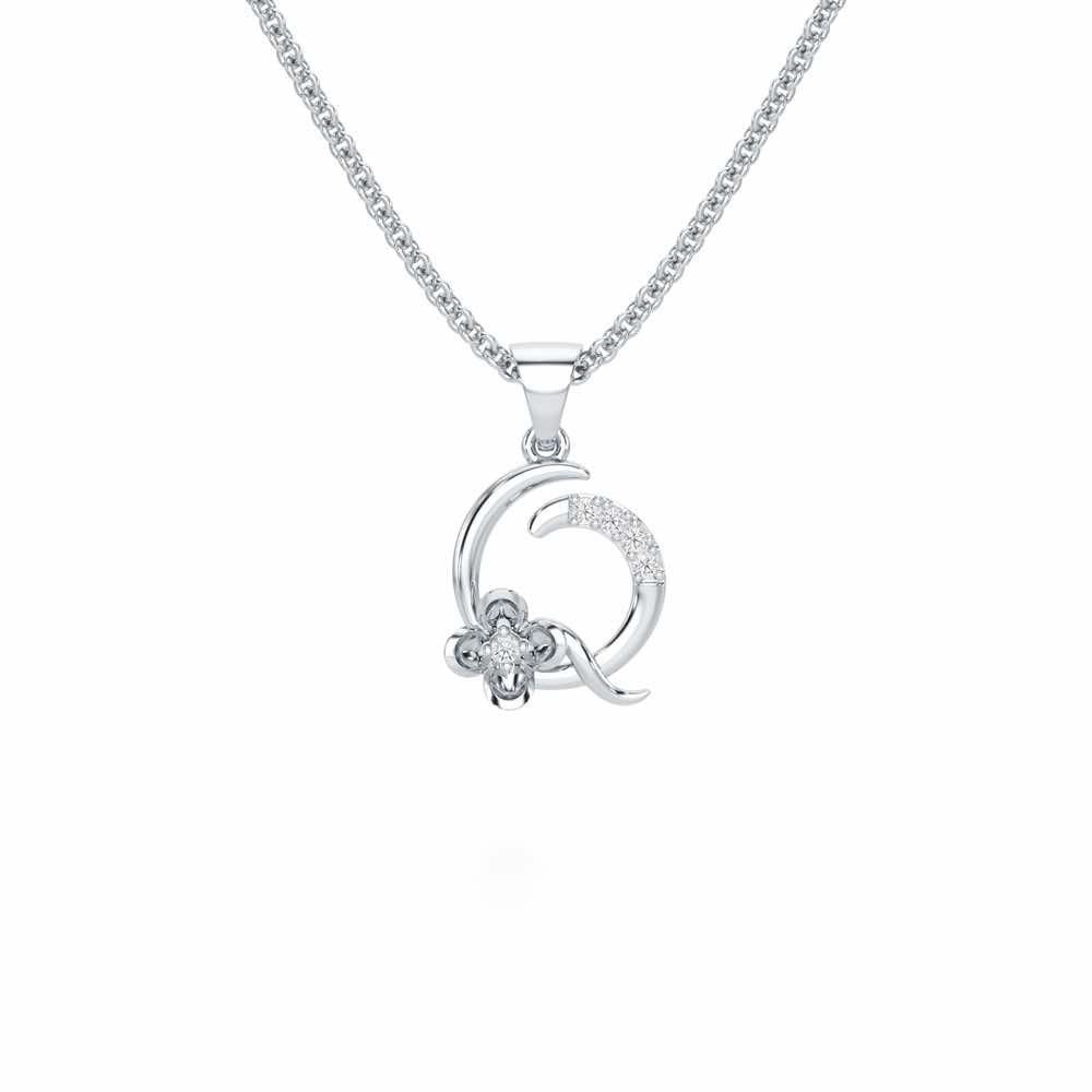 Q-Glint Silver Pendant - White Gold - Image 1