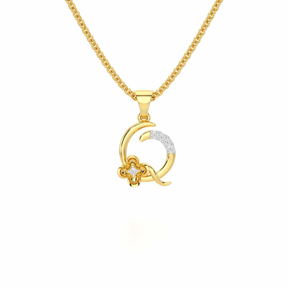Q-Glint Silver Pendant - Yellow Gold - Image 1