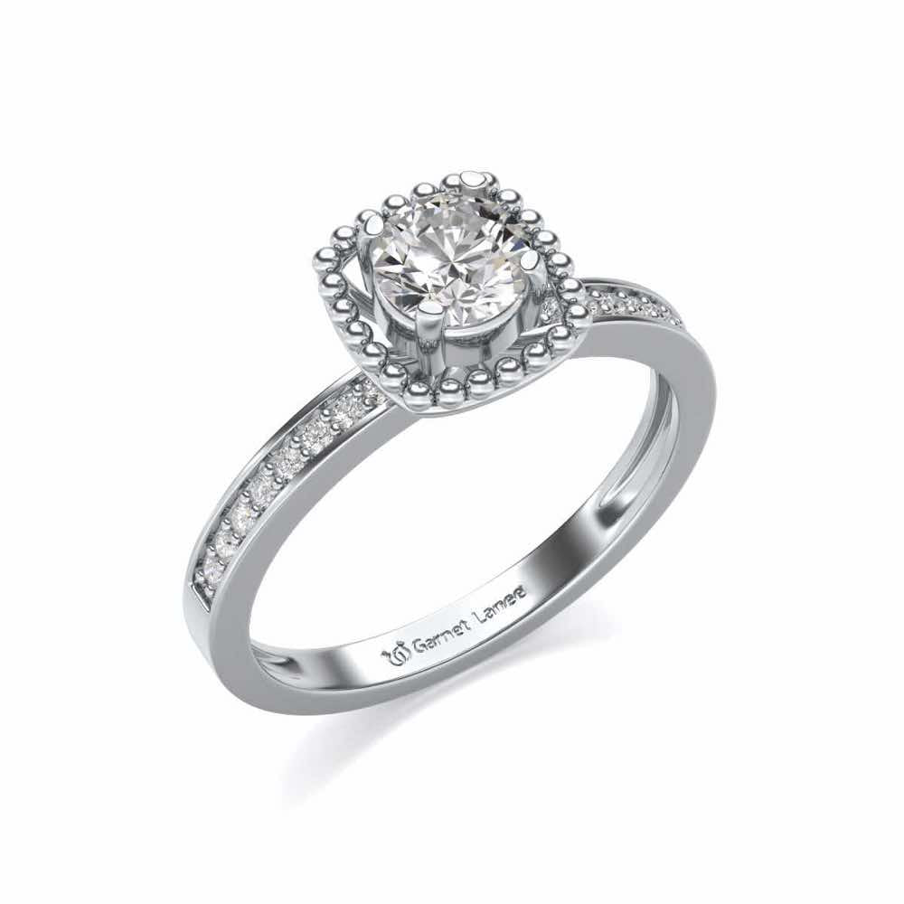 Queenly Solitaire Silver Ring - White Gold - Image 1