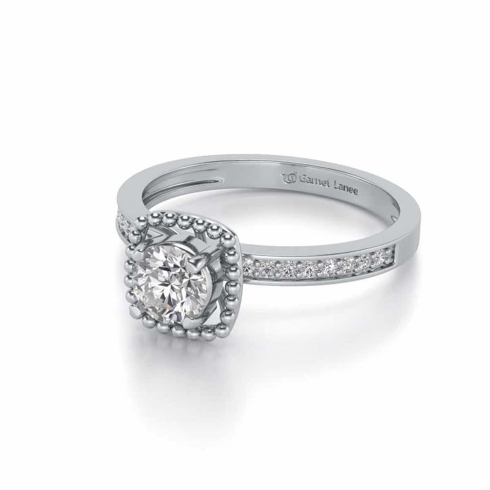 Queenly Solitaire Silver Ring - White Gold - Image 2