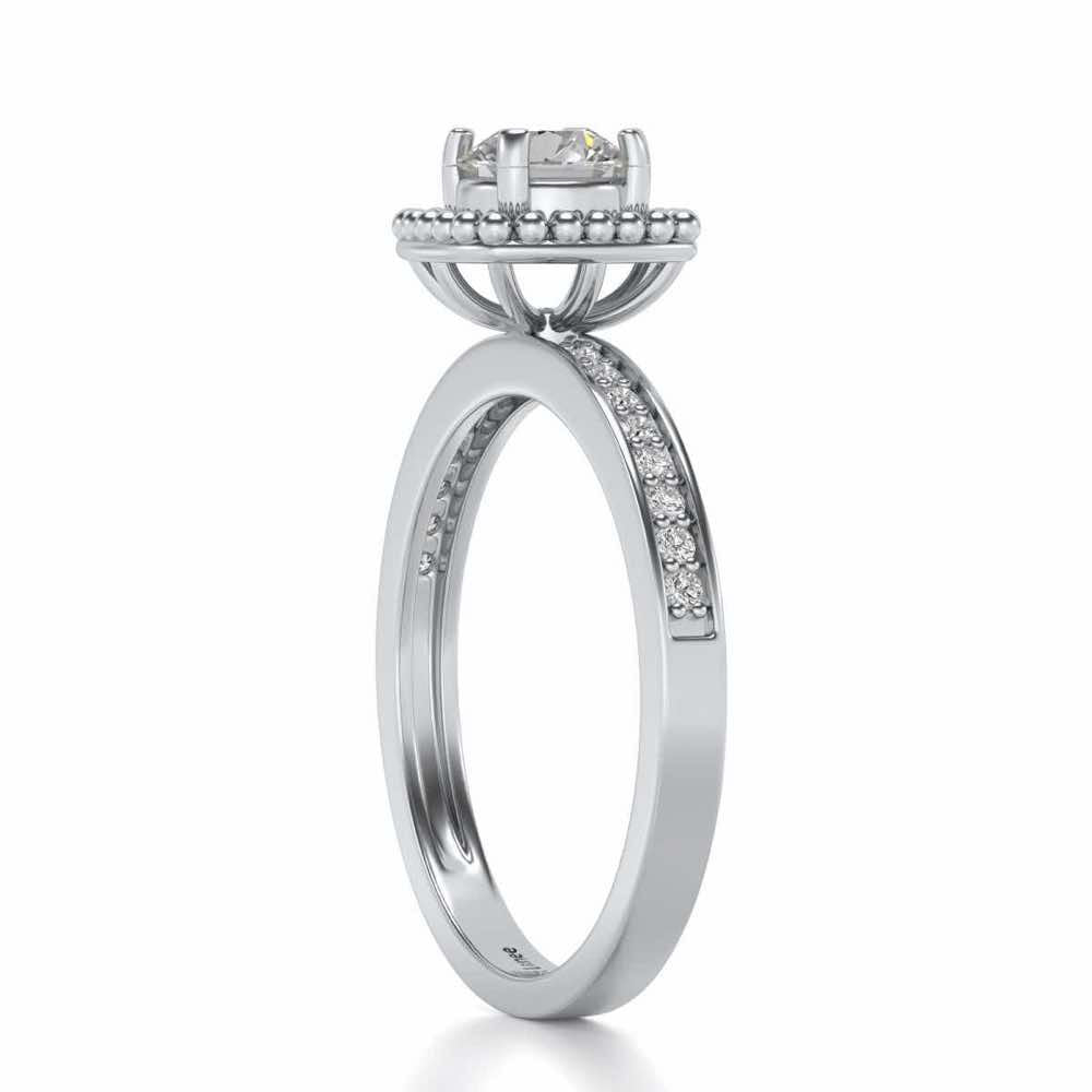 Queenly Solitaire Silver Ring - White Gold - Image 3
