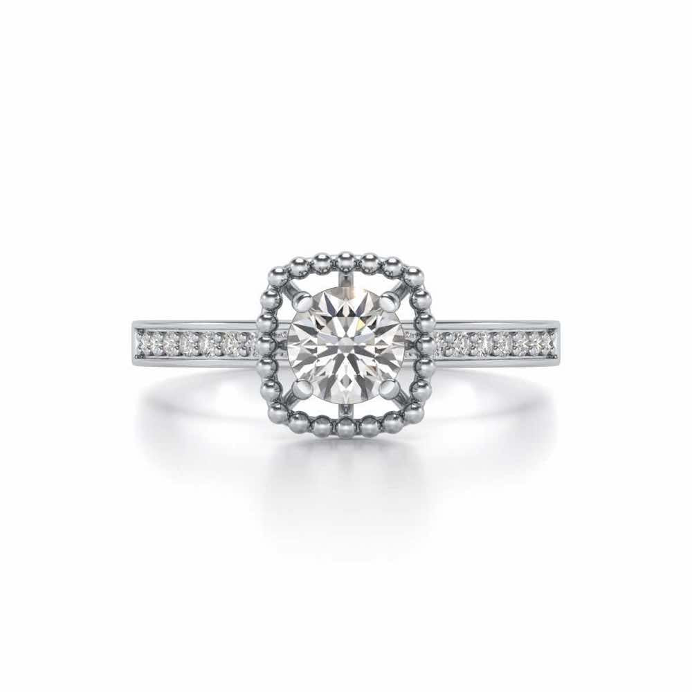 Queenly Solitaire Silver Ring - White Gold - Image 4