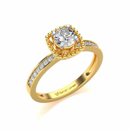Queenly Solitaire Silver Ring - Yellow Gold - Image 1