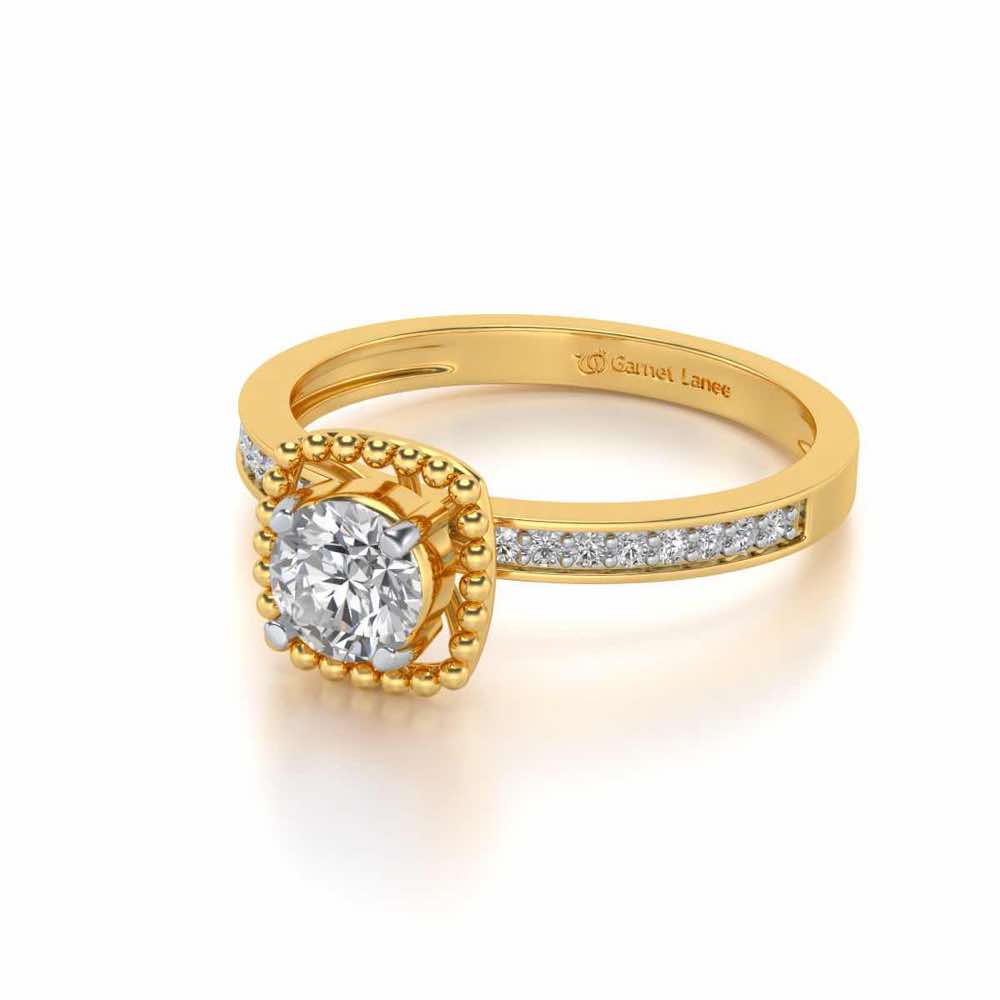 Queenly Solitaire Silver Ring - Yellow Gold - Image 2