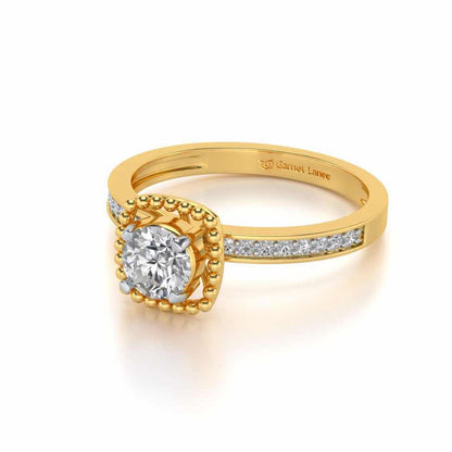 Queenly Solitaire Silver Ring - Yellow Gold - Image 2