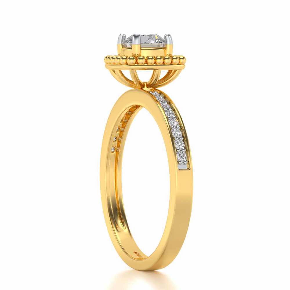 Queenly Solitaire Silver Ring - Yellow Gold - Image 3