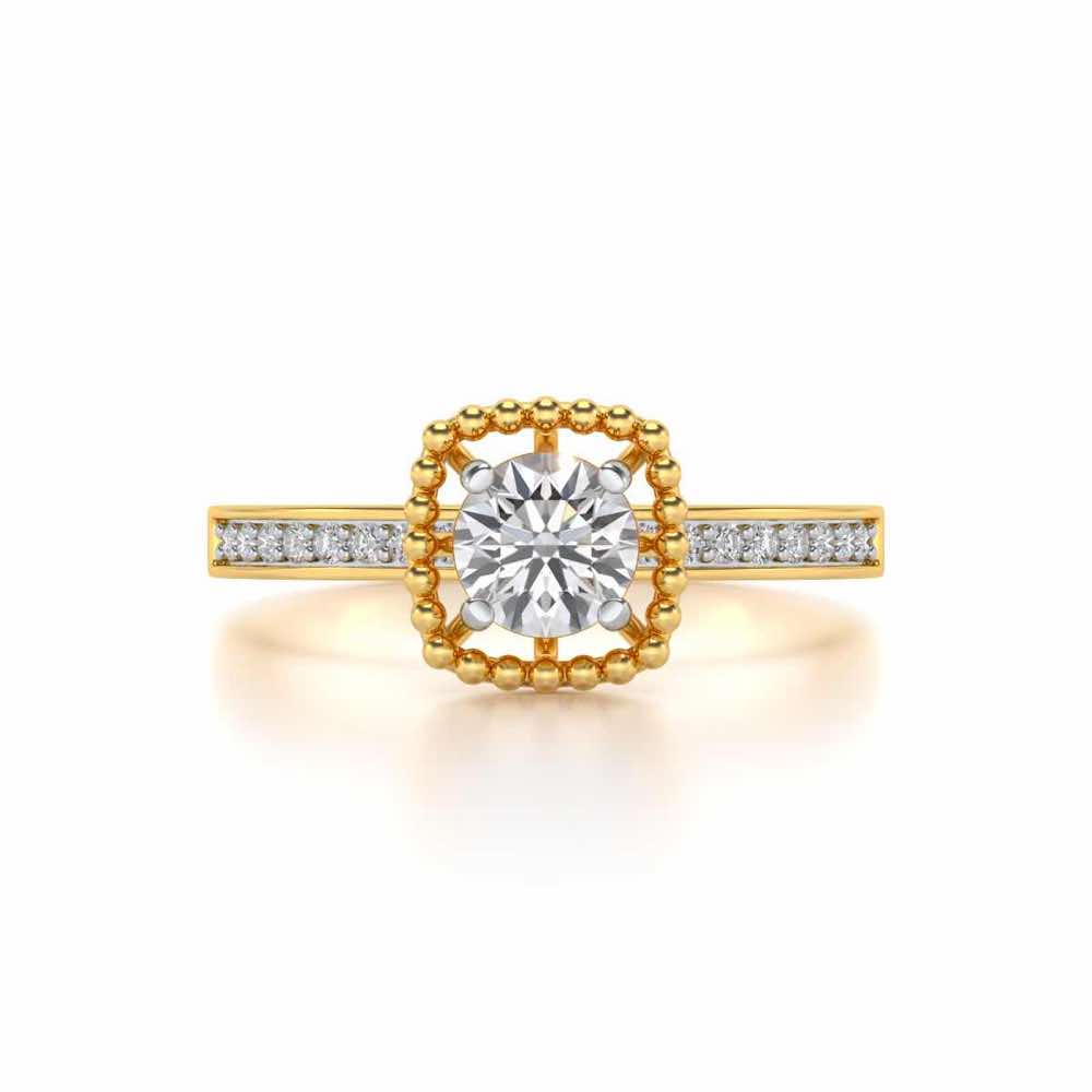 Queenly Solitaire Silver Ring - Yellow Gold - Image 4