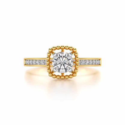 Queenly Solitaire Silver Ring - Yellow Gold - Image 4