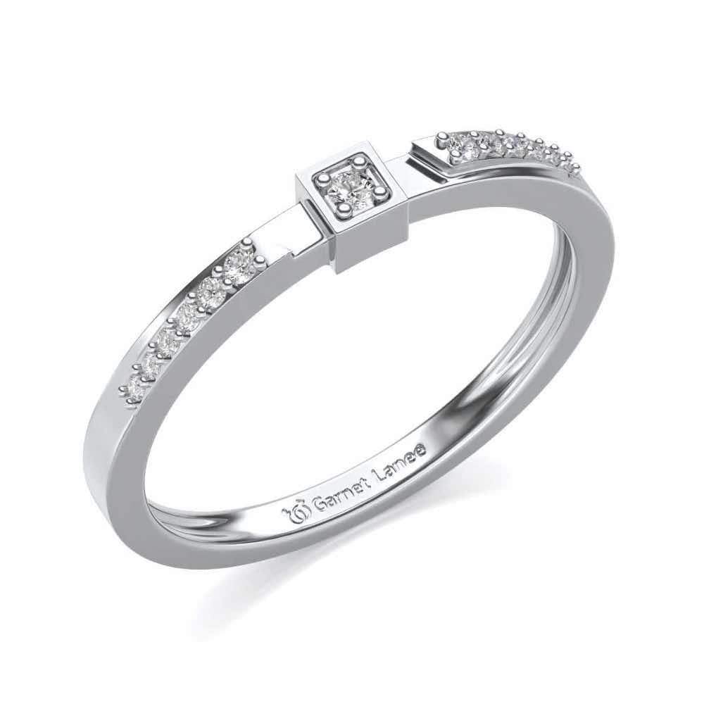 Queens Solitaire Silver Ring - White Gold - Image 1