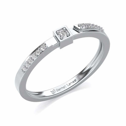 Queens Solitaire Silver Ring - White Gold - Image 1