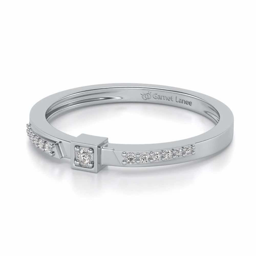 Queens Solitaire Silver Ring - White Gold - Image 2