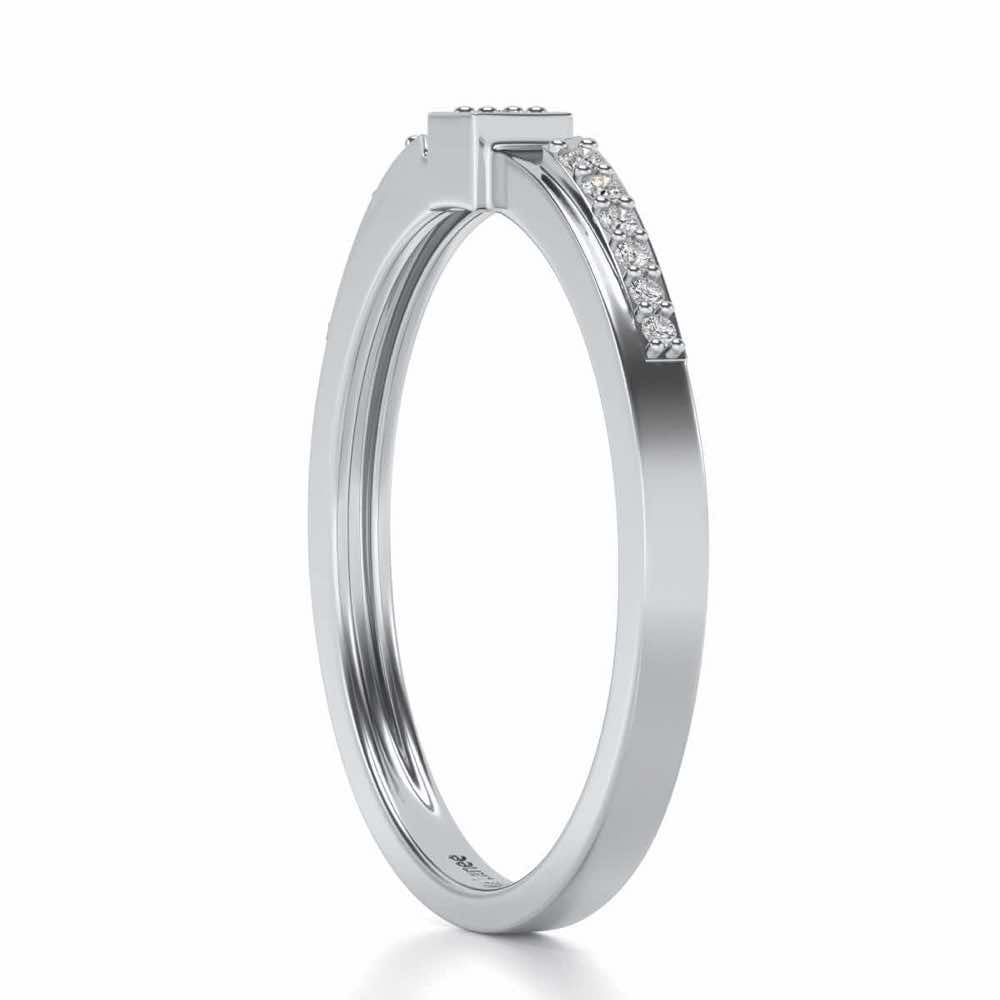 Queens Solitaire Silver Ring - White Gold - Image 3