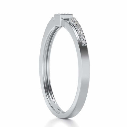 Queens Solitaire Silver Ring - White Gold - Image 3