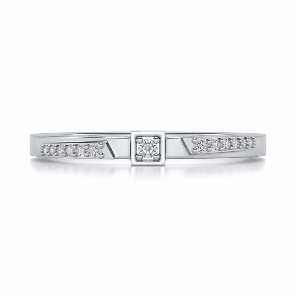 Queens Solitaire Silver Ring - White Gold - Image 4