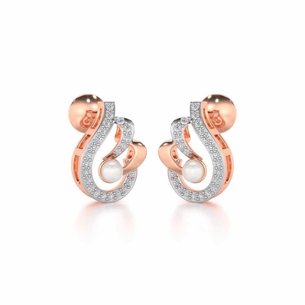Quidditch Silver Pearl Earrings - Rose Gold - Image 1
