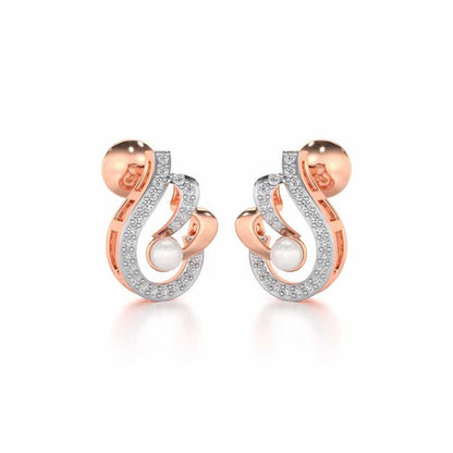 Quidditch Silver Pearl Earrings - Rose Gold - Image 1