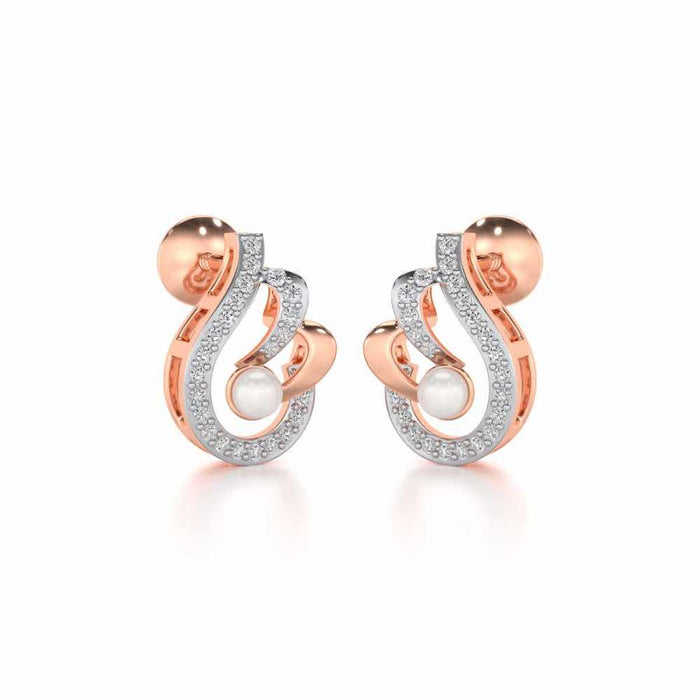 Quidditch Silver Pearl Earrings - Rose Gold - Image 1