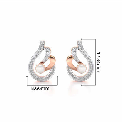 Quidditch Silver Pearl Earrings - Rose Gold - Image 2