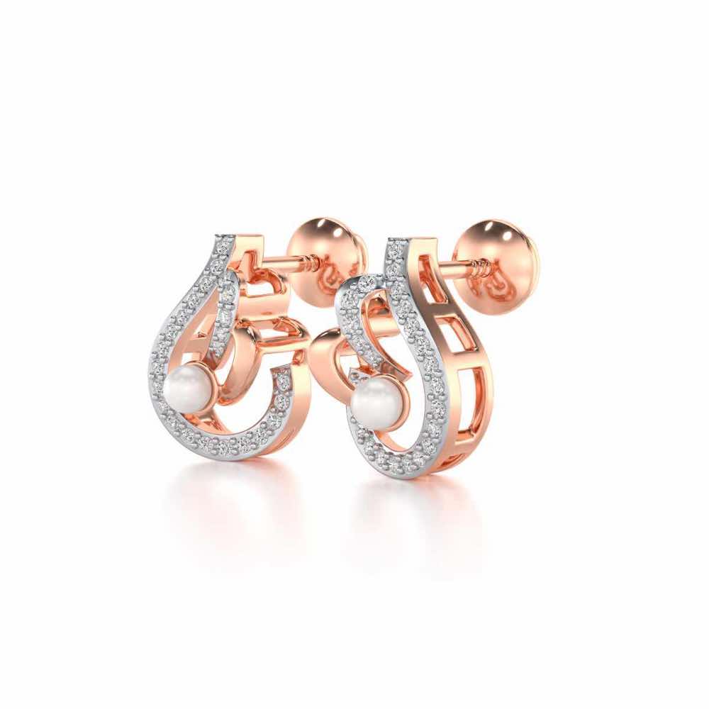 Quidditch Silver Pearl Earrings - Rose Gold - Image 3