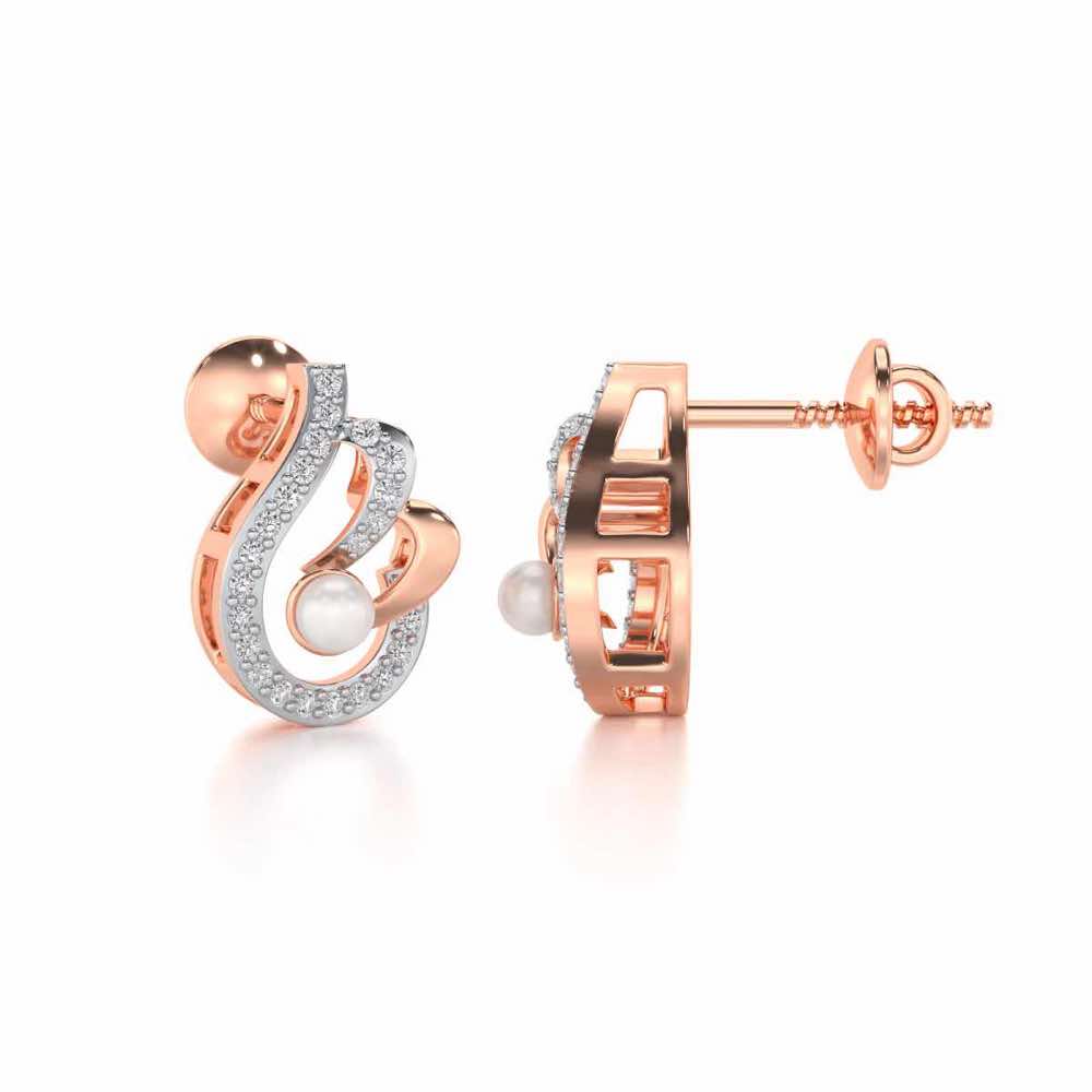 Quidditch Silver Pearl Earrings - Rose Gold - Image 4