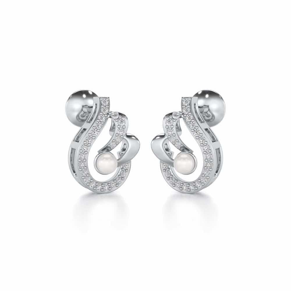 Quidditch Silver Pearl Earrings - White Gold - Image 1