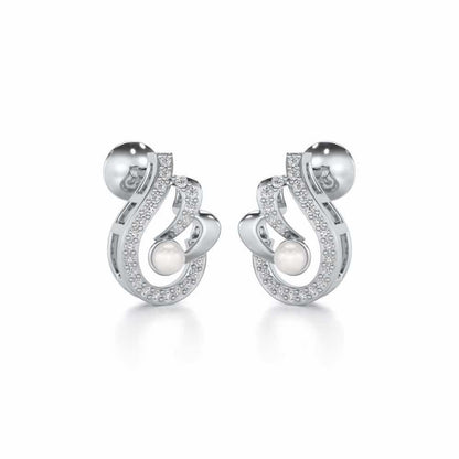 Quidditch Silver Pearl Earrings - White Gold - Image 1