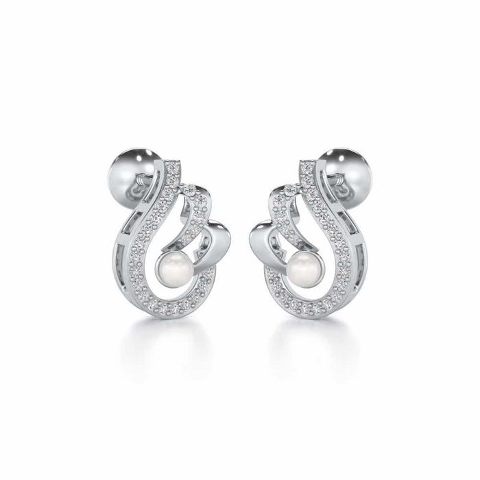 Quidditch Silver Pearl Earrings - White Gold - Image 1