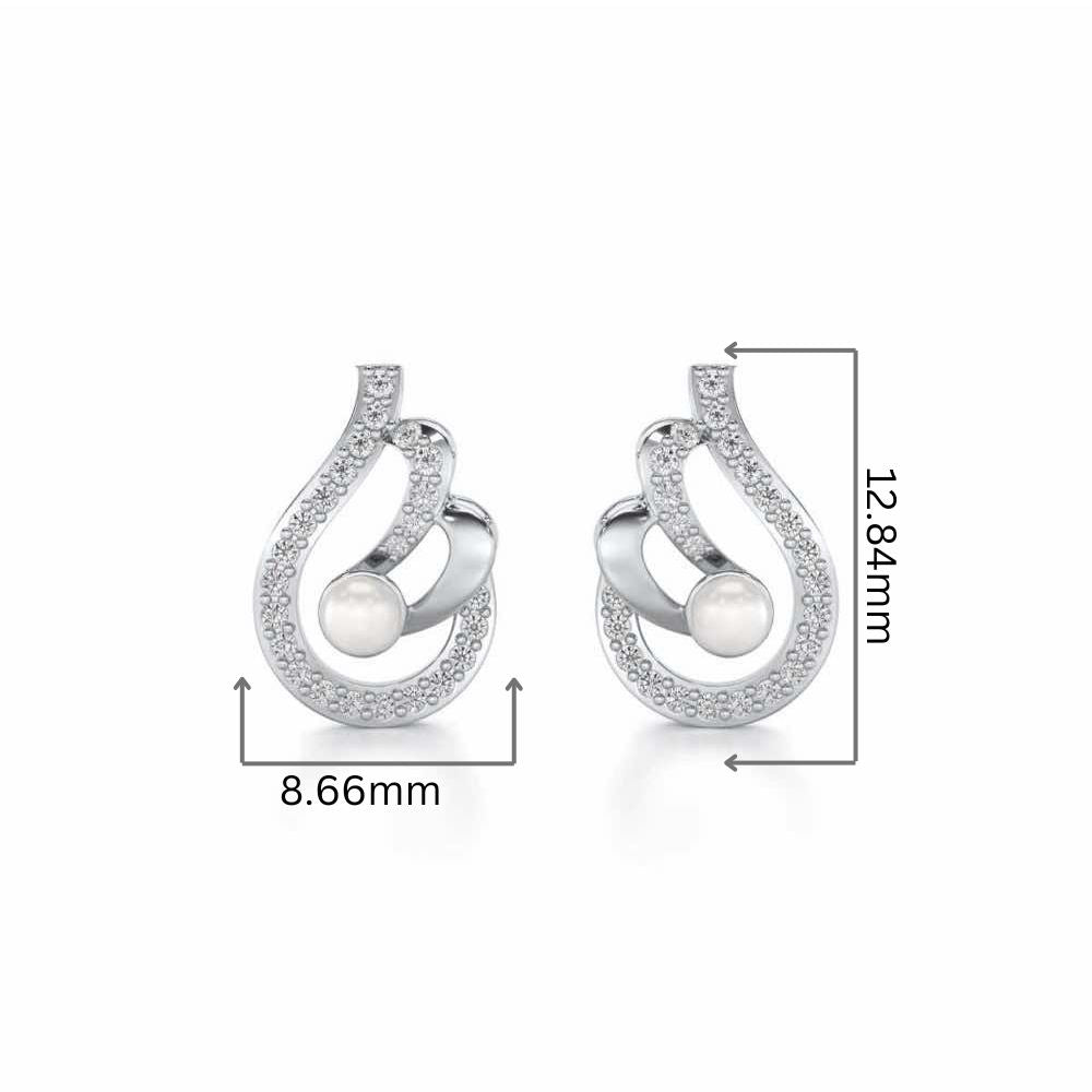 Quidditch Silver Pearl Earrings - White Gold - Image 2