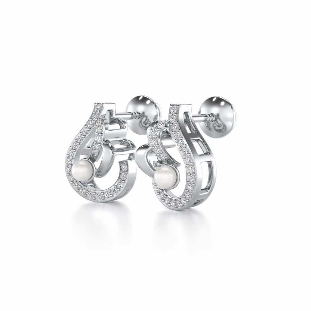 Quidditch Silver Pearl Earrings - White Gold - Image 3