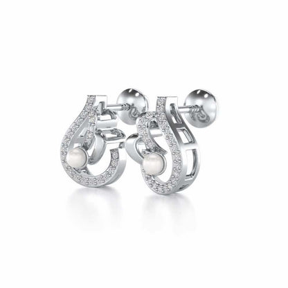 Quidditch Silver Pearl Earrings - White Gold - Image 3