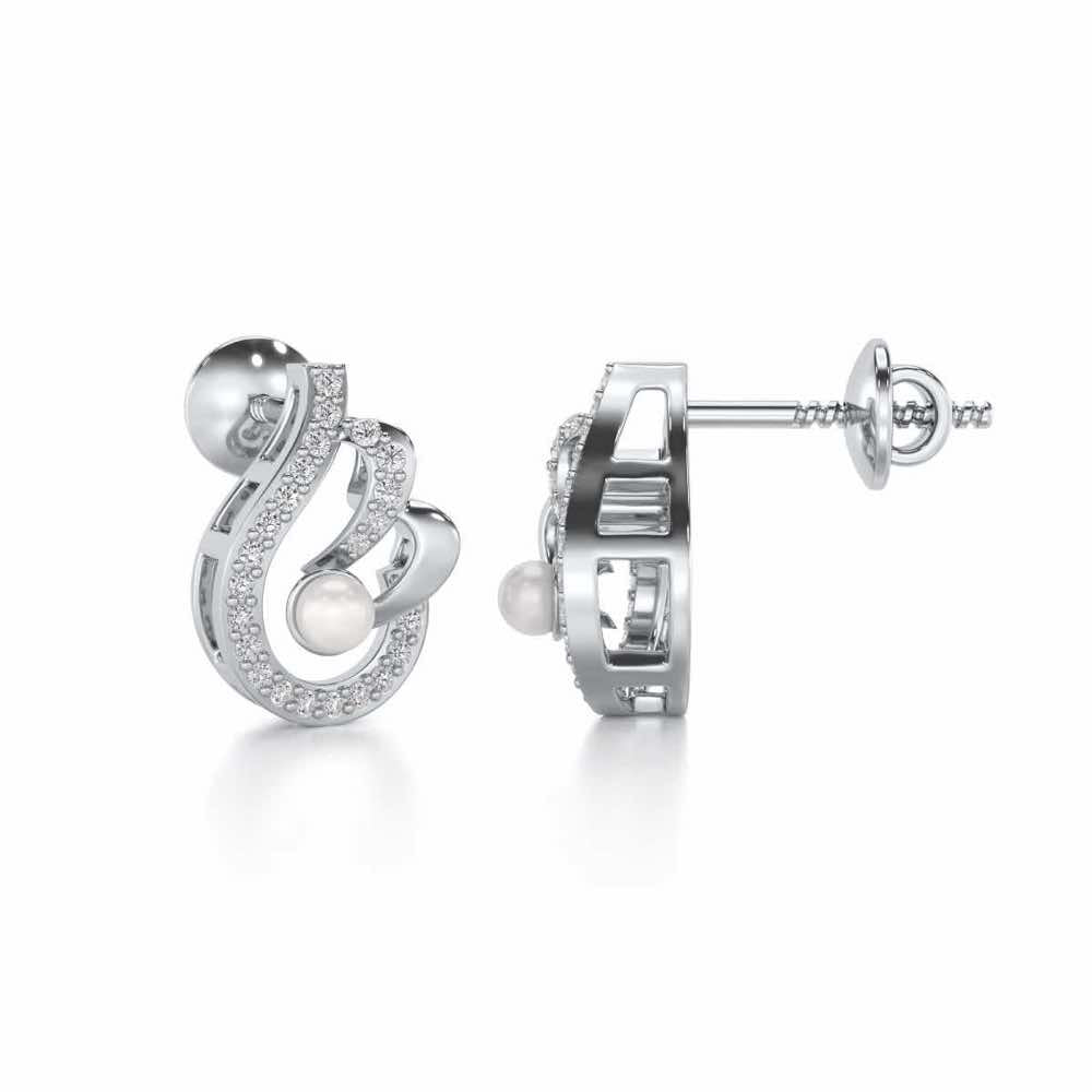 Quidditch Silver Pearl Earrings - White Gold - Image 4