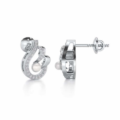 Quidditch Silver Pearl Earrings - White Gold - Image 4