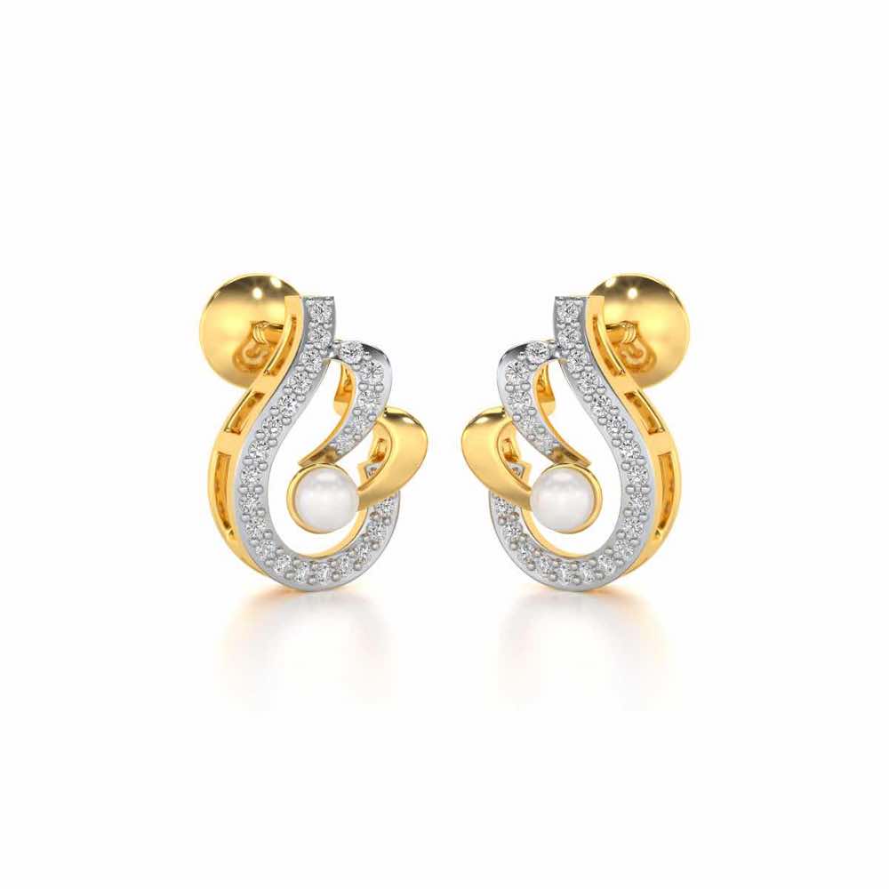 Quidditch Silver Pearl Earrings - Yellow Gold - Image 1