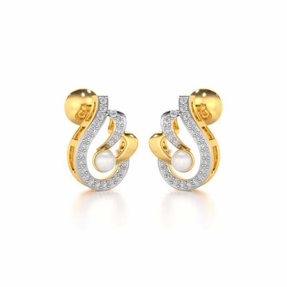 Quidditch Silver Pearl Earrings - Yellow Gold - Image 1