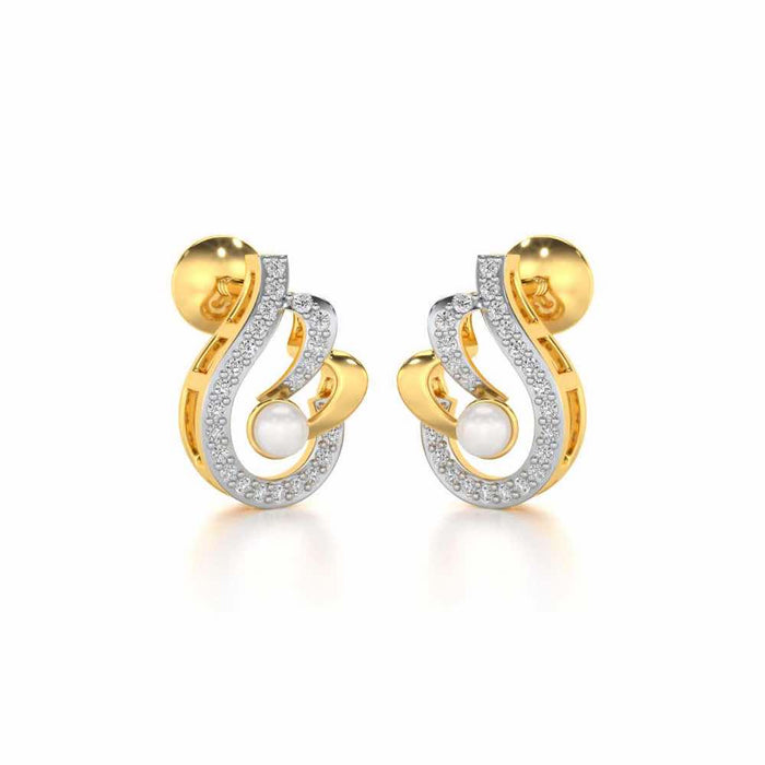 Quidditch Silver Pearl Earrings - Yellow Gold - Image 1