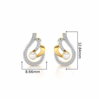 Quidditch Silver Pearl Earrings - Yellow Gold - Image 2