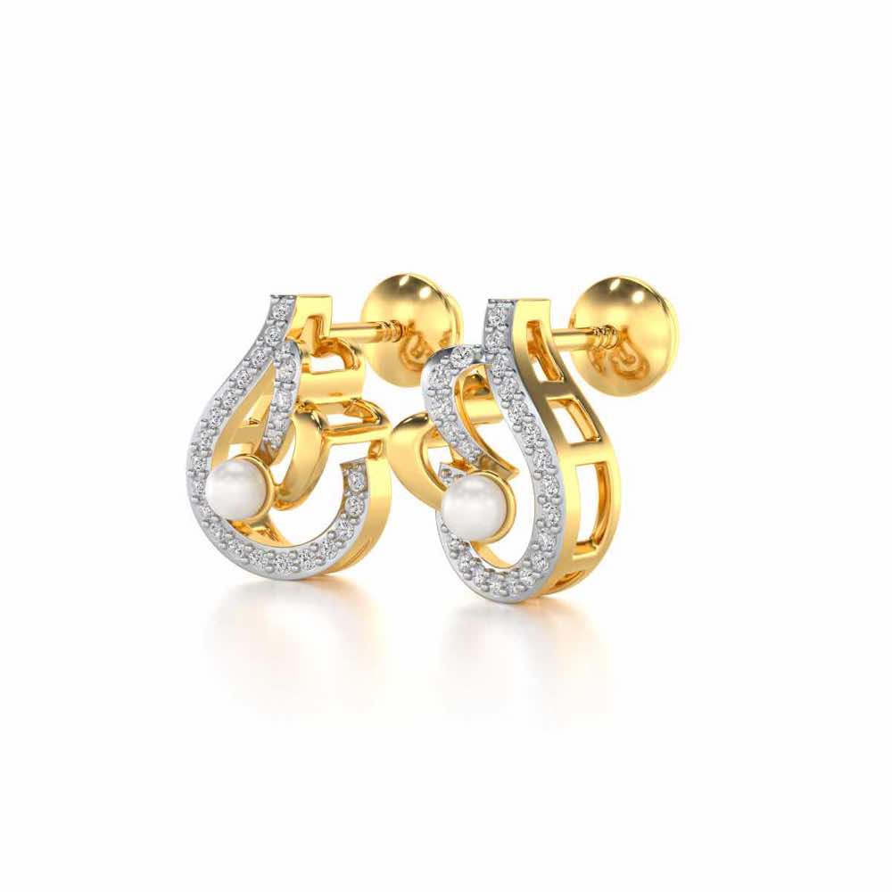 Quidditch Silver Pearl Earrings - Yellow Gold - Image 3