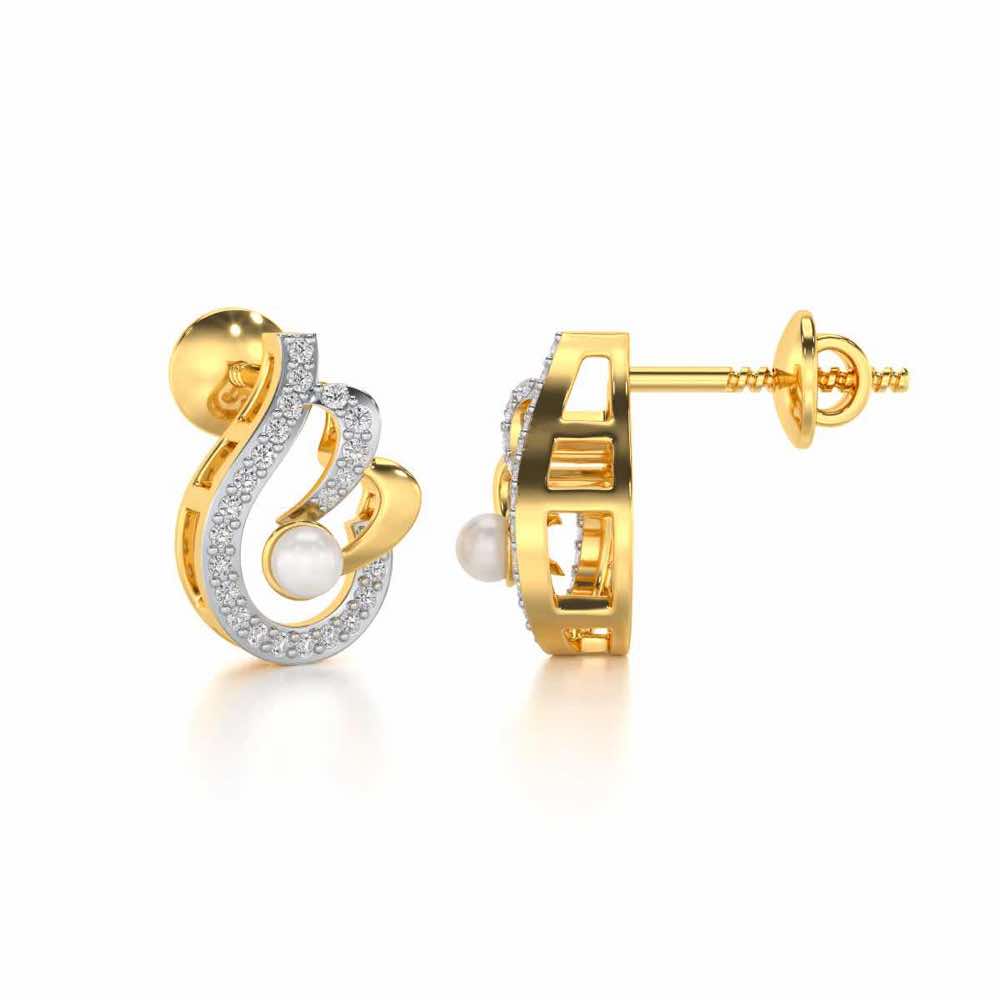 Quidditch Silver Pearl Earrings - Yellow Gold - Image 4