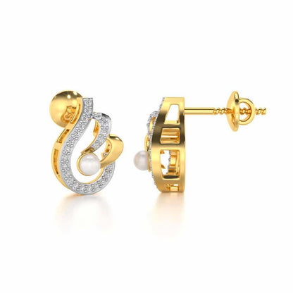 Quidditch Silver Pearl Earrings - Yellow Gold - Image 4
